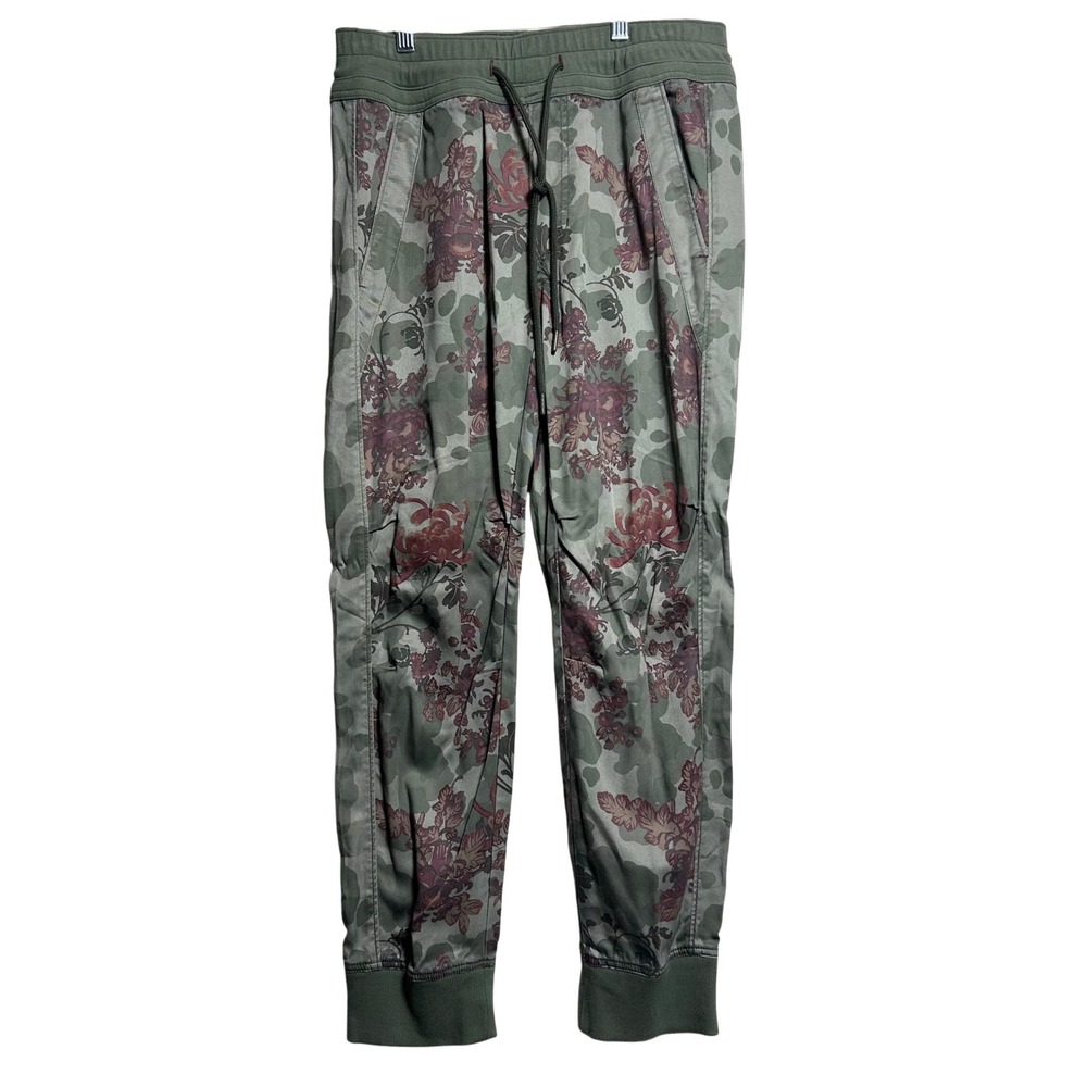 Anthropologie Floral Camo Joggers Green Pink Lyocell Drawstring Pants Small